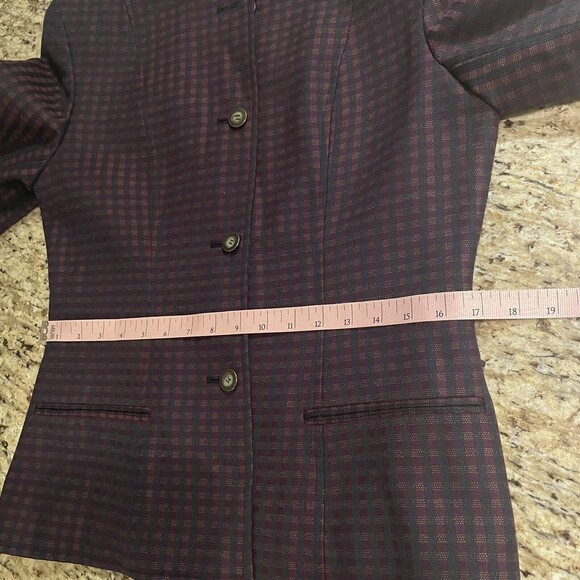 vintage Christian Dior Jacket blazer burgundy gingham pattern 8 shoulder pads - Picture 12 of 12